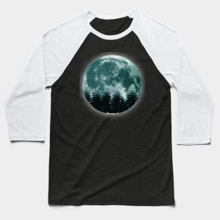 Bright Moon in Dark forrest Baseball T-Shirt